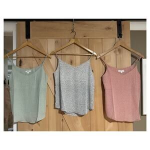 Anthropologie Mine | Bundle NWOT Polka Dot Tanks White, Pink, Green | Size Small